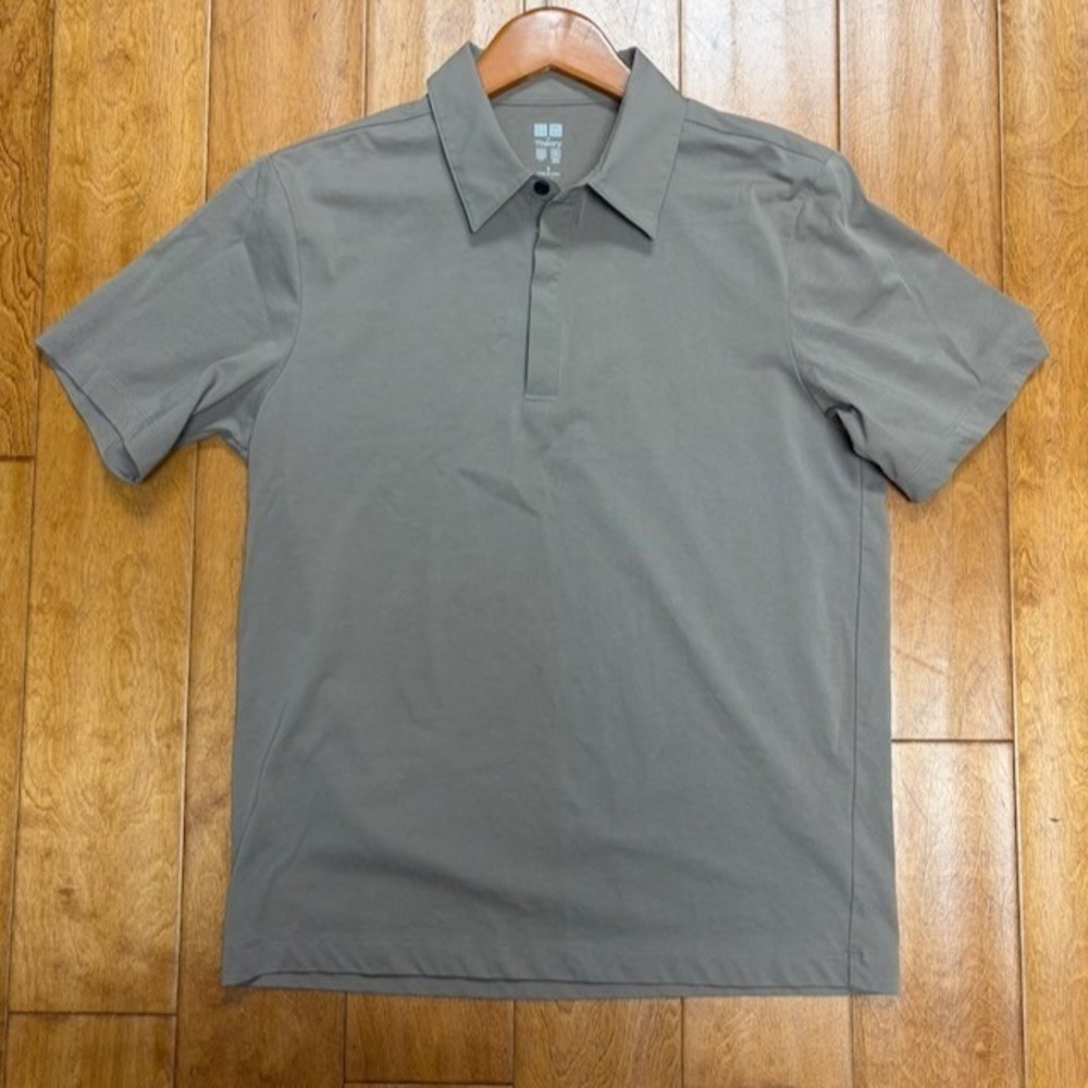 Uniqlo x Theory AIRism Polo Shirt Mens S Brown Performance Preppy Casual